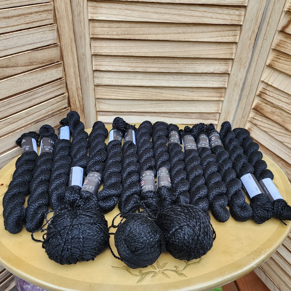 Skacel 50g Urban Silk Black Silk Cotton Blend Yarn Lot 15 Hanks 3 Balls Luxury